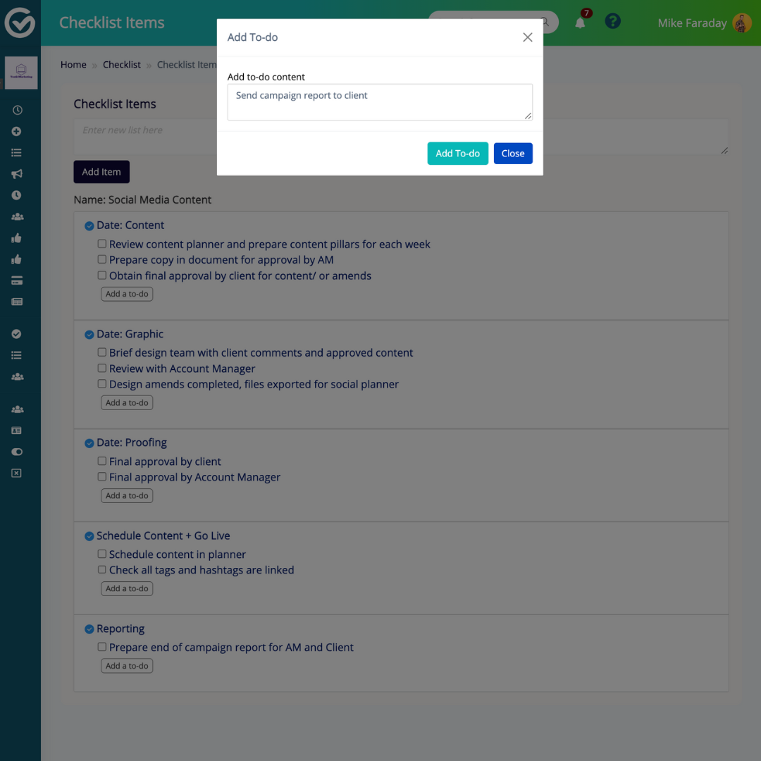 CanTicket | Reocurring Checklist business